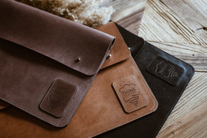 COVER MACBOOK 13" with a flap dark brown-3